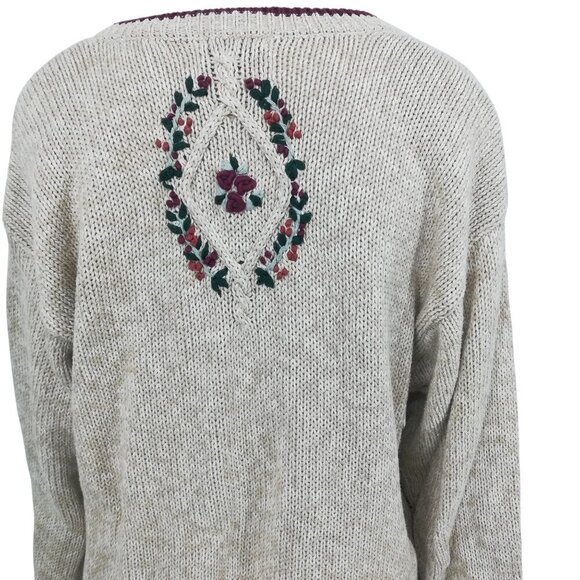 Vintage Hand Embroidered V-Neck Cardigan Sweater Size XL Christopher & Banks - Picture 12 of 14